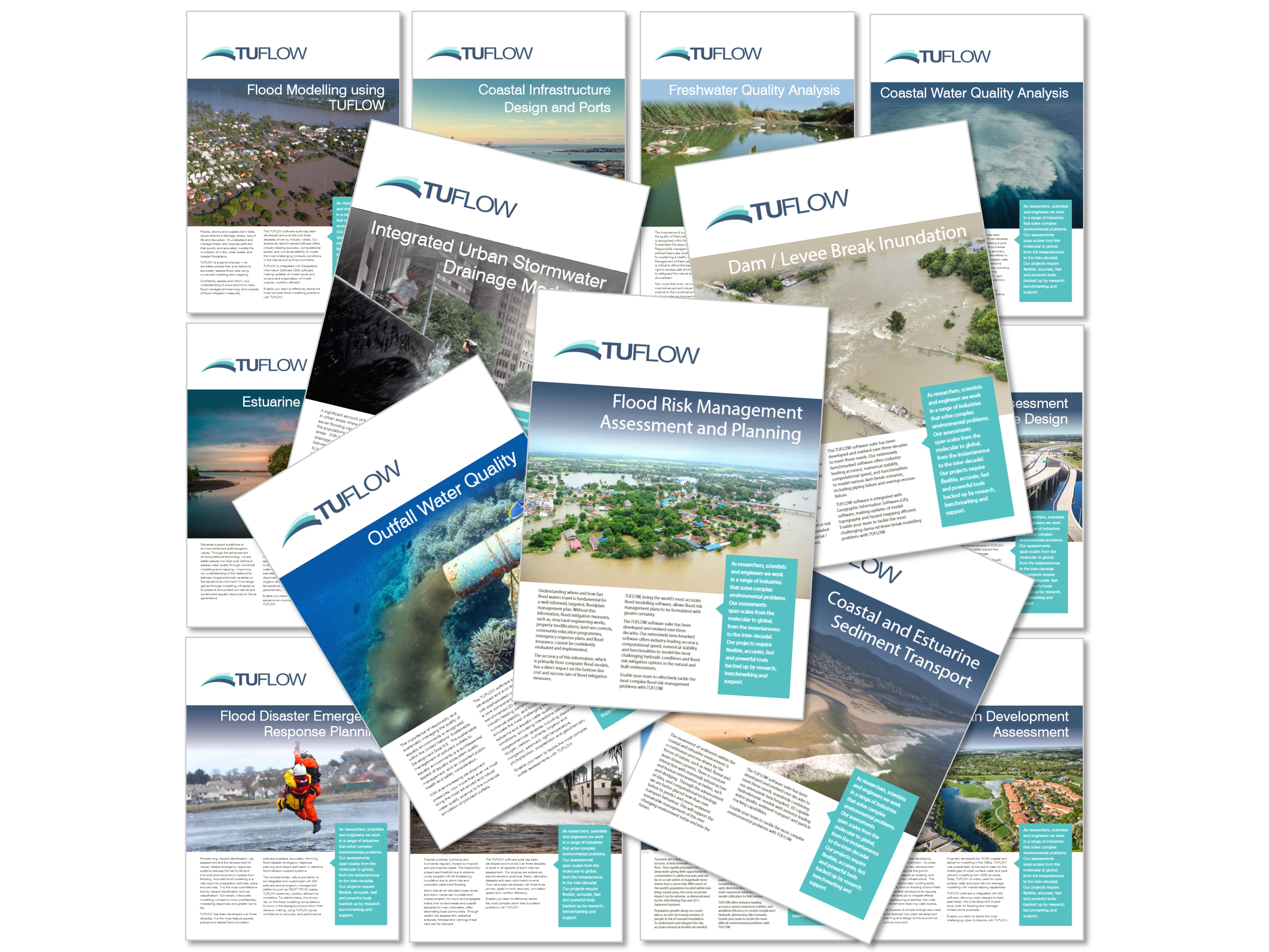 An image of TUFLOW brochure covers