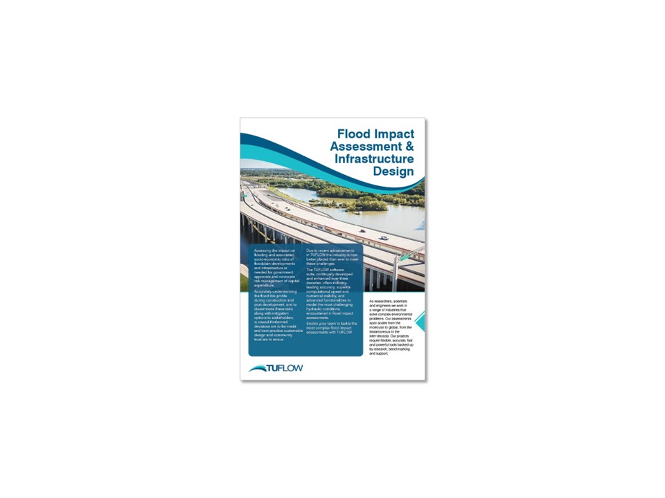 Image of the front page of a TUFLOW flood assessment and infrastructure design brochure