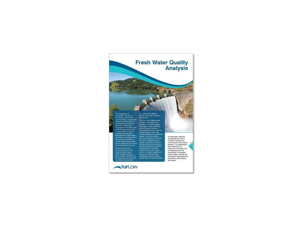 Image of the front page of a TUFLOW freshwater quality analysis brochure