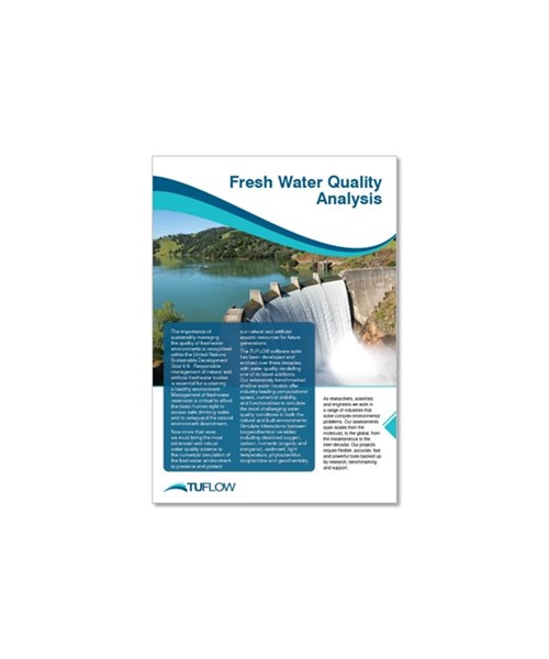 Image of the front page of a TUFLOW freshwater quality analysis brochure