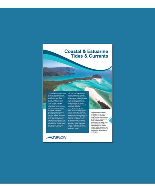 Image of the front page of a TUFLOW coastal and estuarine tides and currents brochure