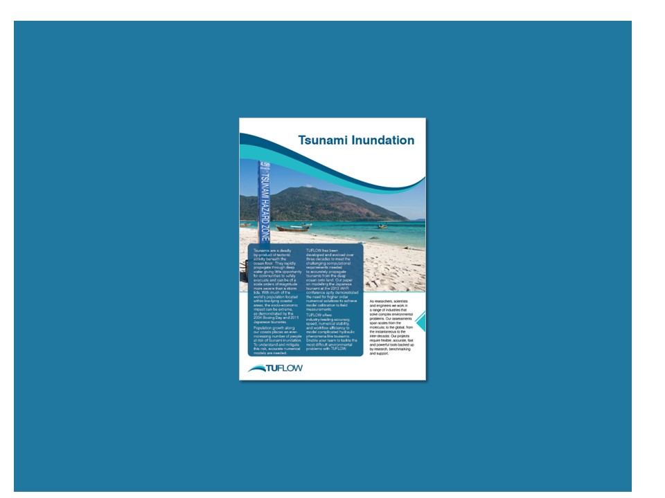 Image of the front page of a TUFLOW tsunami inundation brochure