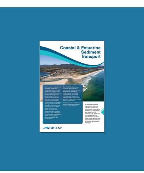 Image of the front page of a TUFLOW coastal and estuarine sediment transport brochure